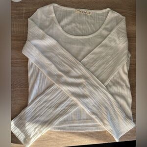 Aritzia White Ribbed Long Sleeve Top